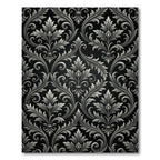 Ornate Silver Leaf Black Scroll Rug
