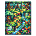 Whimsical Enchanted Forest Unicorn Phoenix Landscape Rug