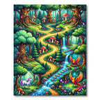 Whimsical Enchanted Forest Unicorn Phoenix Landscape Rug