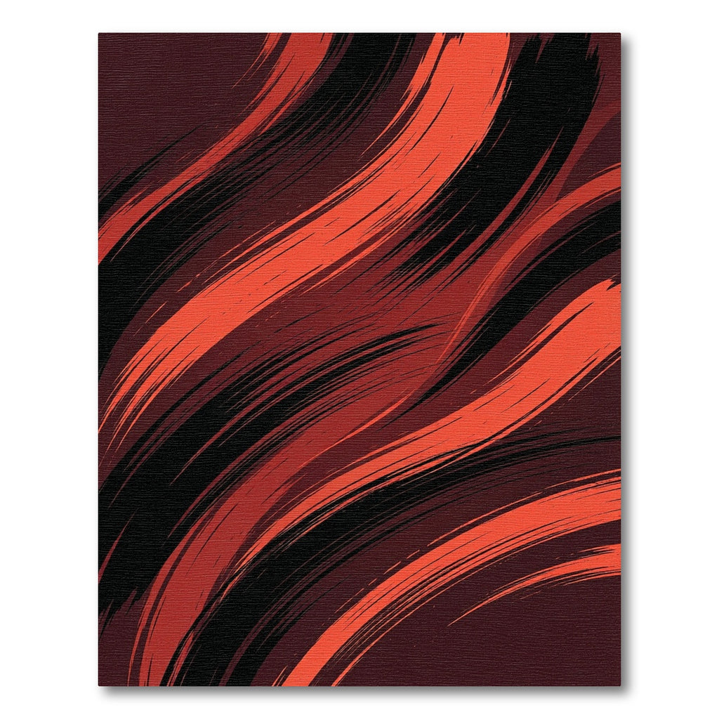 Bold Crimson and Black Abstract Swirl Rug