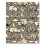 Whimsical Sleeping Mice and Moon Nightscape Rug