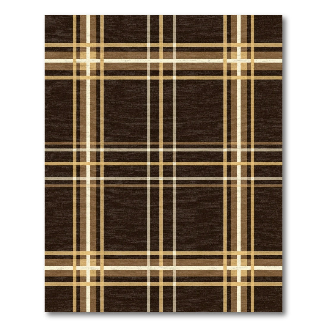 Classic Brown Tan Plaid Lines Rug