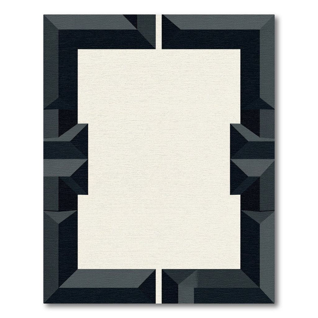 Dark Gray Geometric Abstract Frame Rug