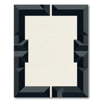 Dark Gray Geometric Abstract Frame Rug
