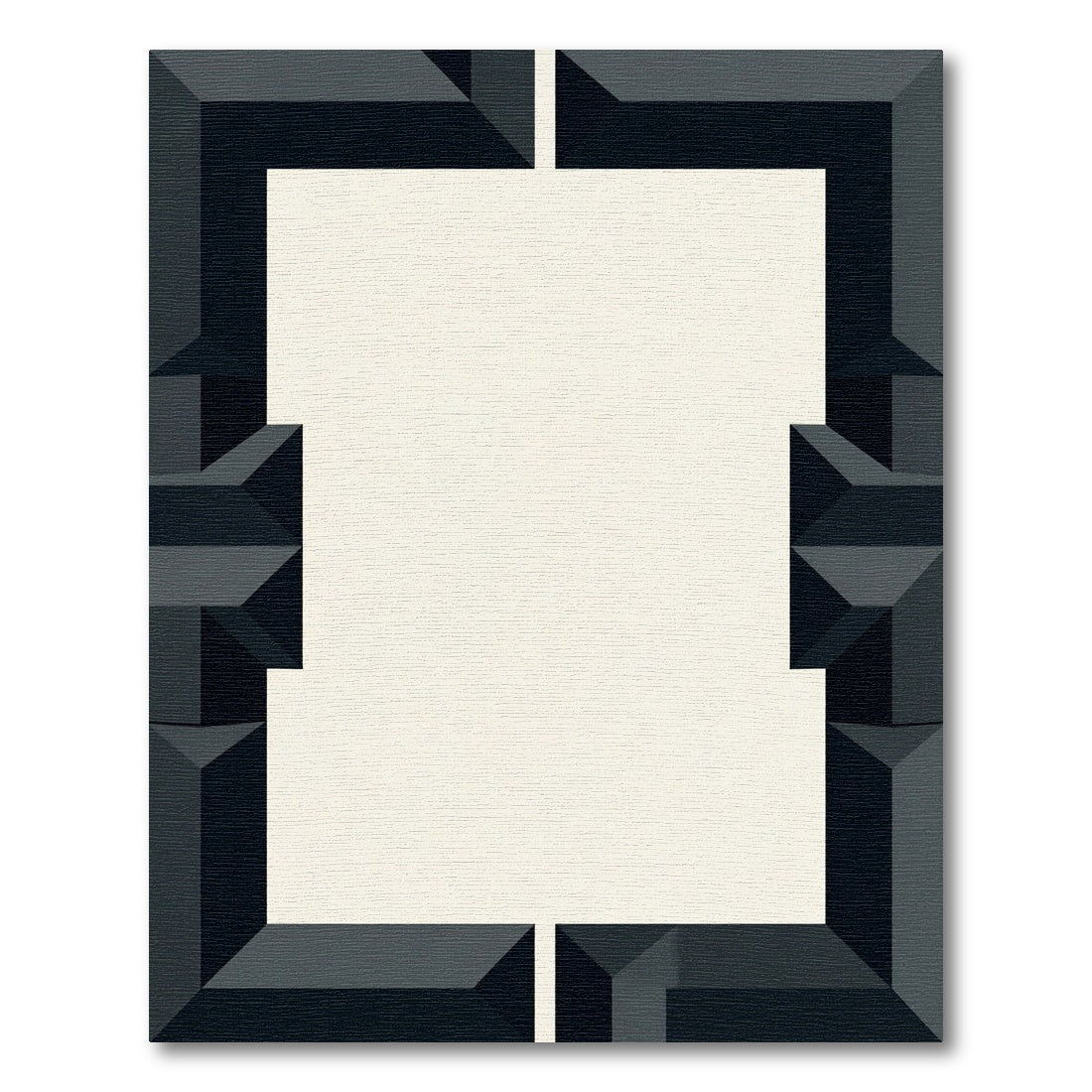 Dark Gray Geometric Abstract Frame Rug