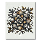 Antique Metallic Gold and Silver Rose Rug