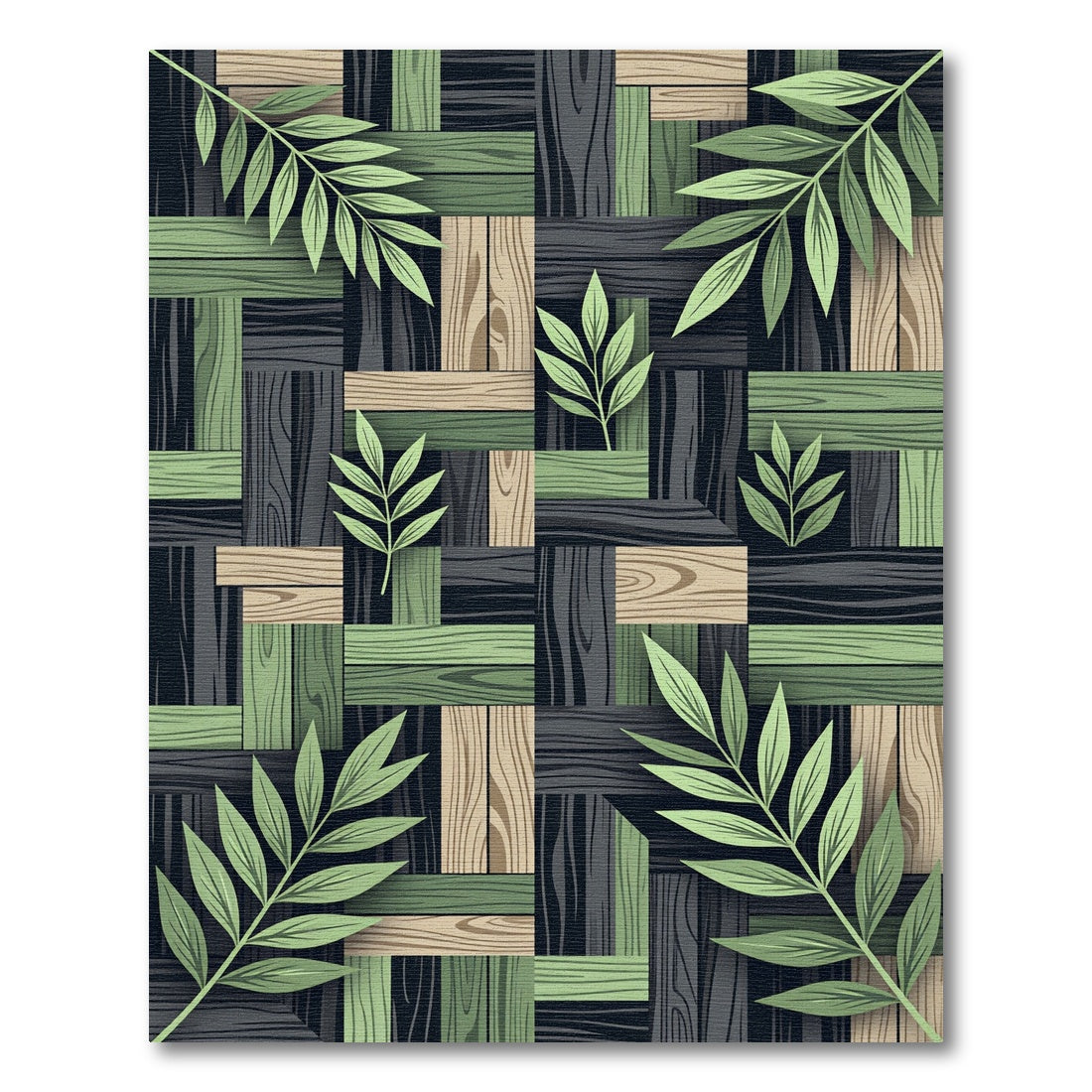 Woven Olive Wood Grain Foliage Rug