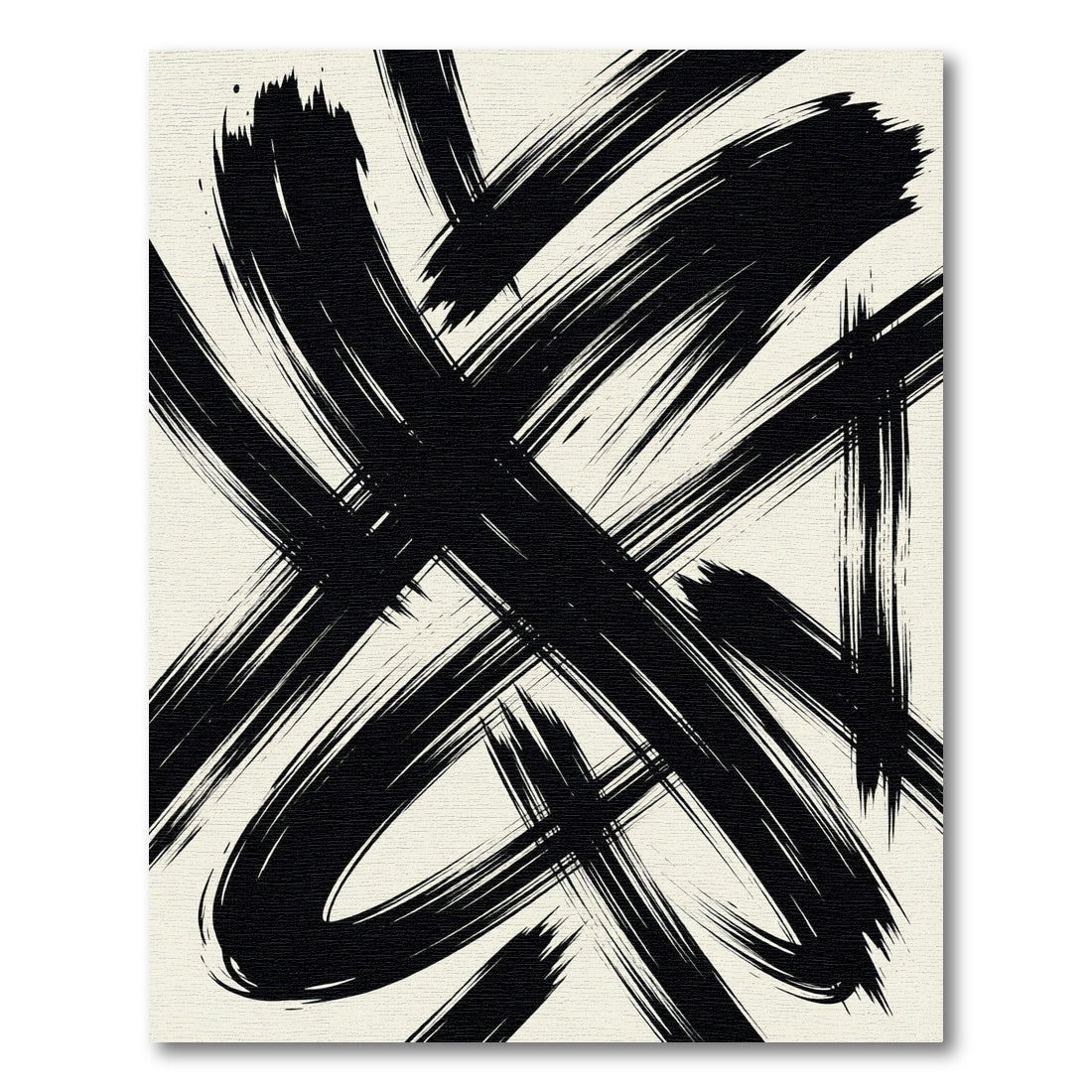 Abstract Black Ink Brushstroke Stripe Rug
