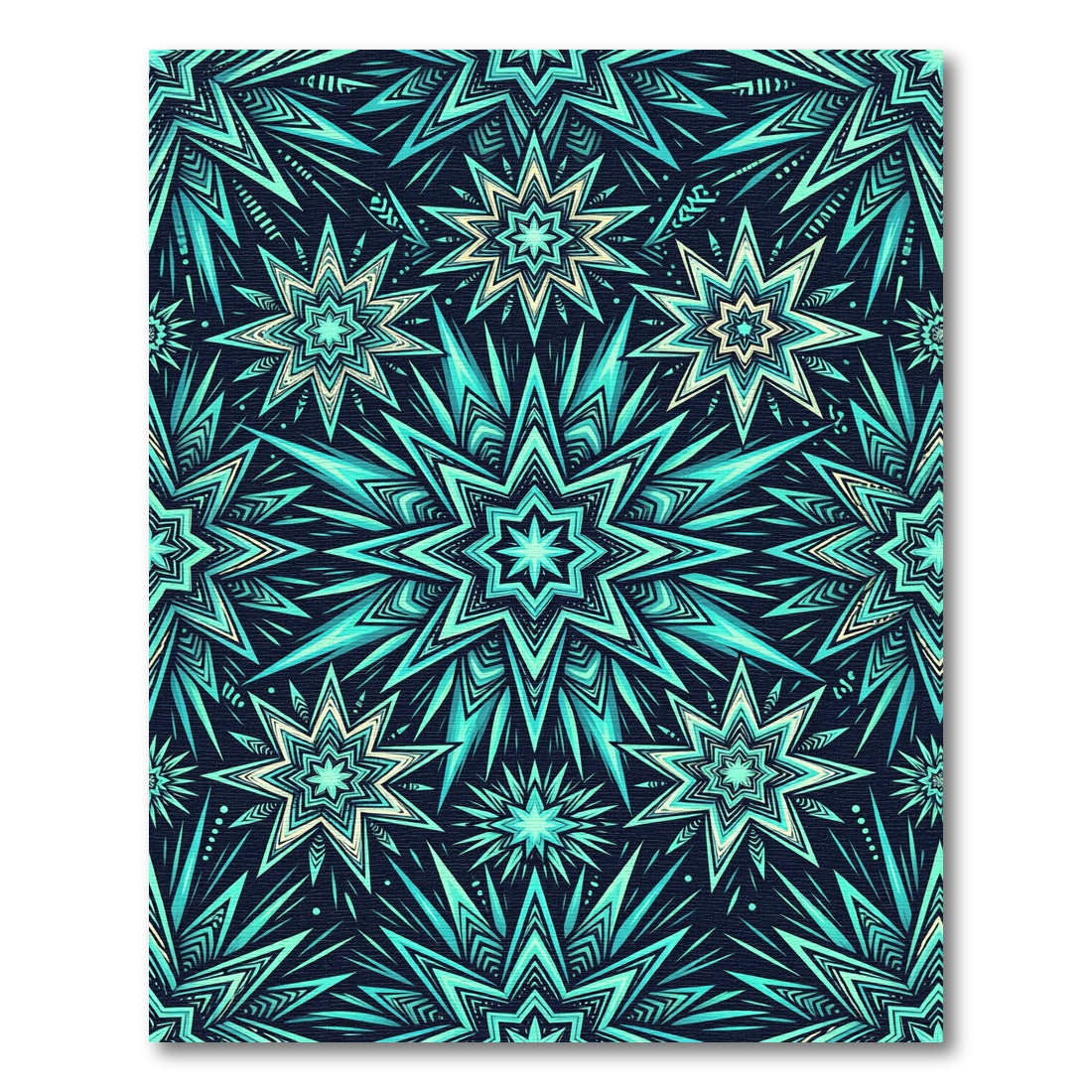 Radiant Teal Celestial Starry Medallion Rug