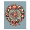 Ornate Heart Wreath Floral Ribbon Rug