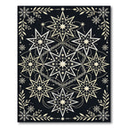 Golden Starburst Mandala Black Rug
