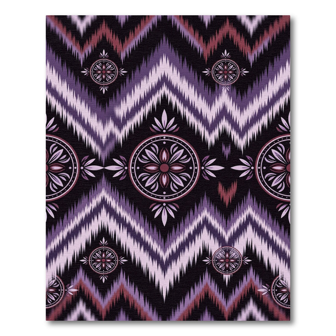 Purple Ikat Chevron Floral Medallion Rug