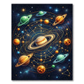 Celestial Orbits Golden Solar System Rug