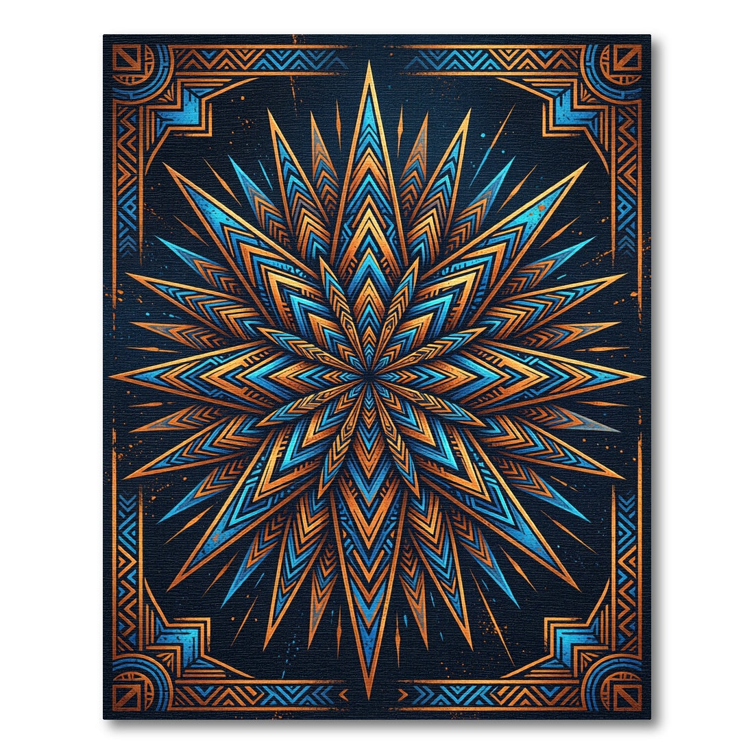 Celestial Blue and Gold Starburst Rug