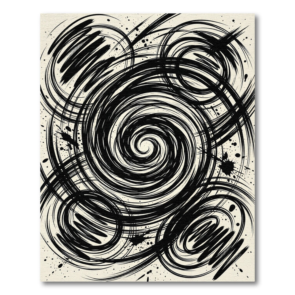Monochrome Abstract Ink Swirl Rug