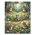Whimsical Woodland Mouse Meadow Art Rug