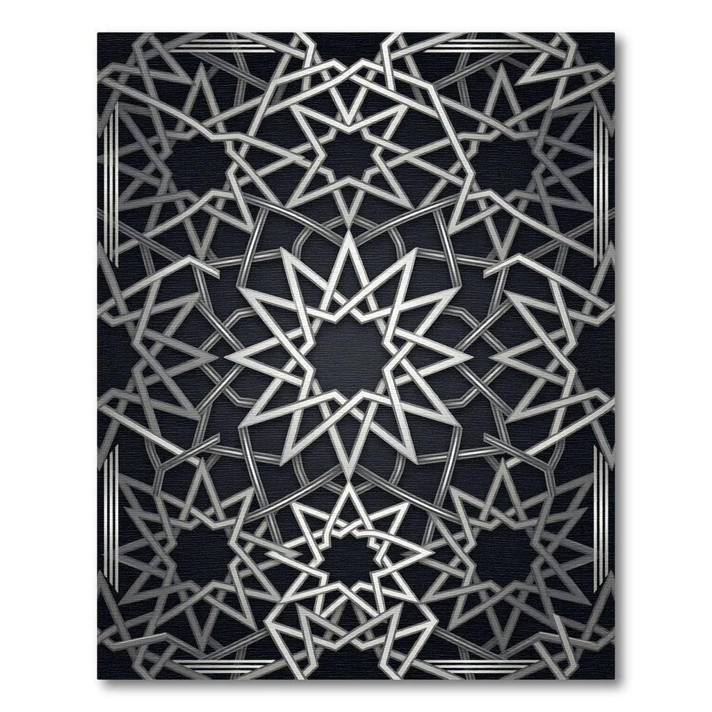 Silver Metallic Geometric Star Lattice Rug