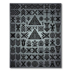 Tribal Black Geometric Symbol Collection Rug