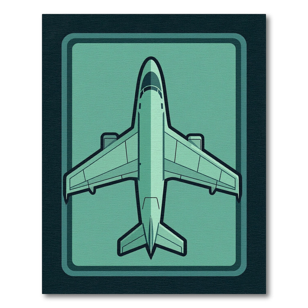 Teal Airplane Top View Graphic Art Rug