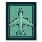 Teal Airplane Top View Graphic Art Rug