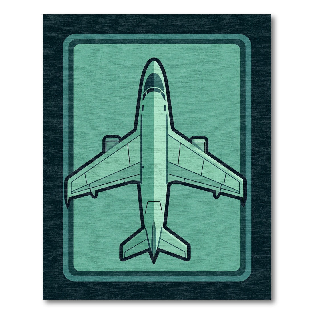 Teal Airplane Top View Graphic Art Rug