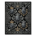 Regal Black Silver Gold Crest Collection Rug