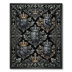Regal Black Silver Gold Crest Collection Rug