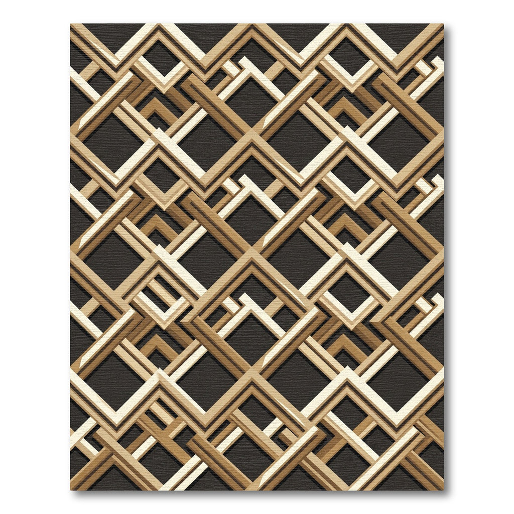 Metallic Gold Interlocking Geometric Lattice Rug