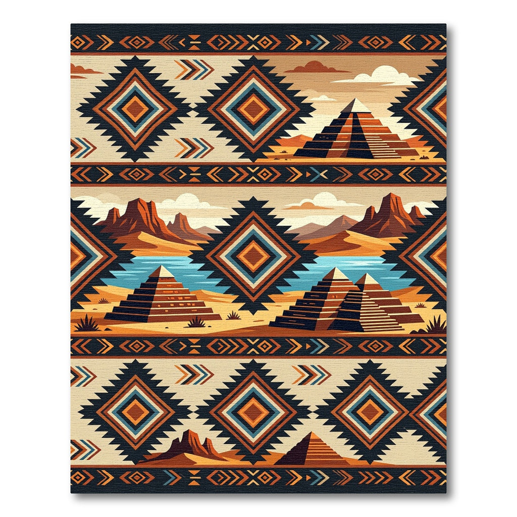 Geometric Desert Pyramid Southwestern Earth Tones Rug
