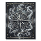 Silver Compass Rose Smoke Accents Rug