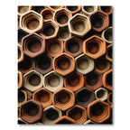 Earthy Terracotta Hexagonal Honeycomb Mosaic Rug