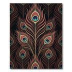 Elegant Peacock Feather Copper Art Rug