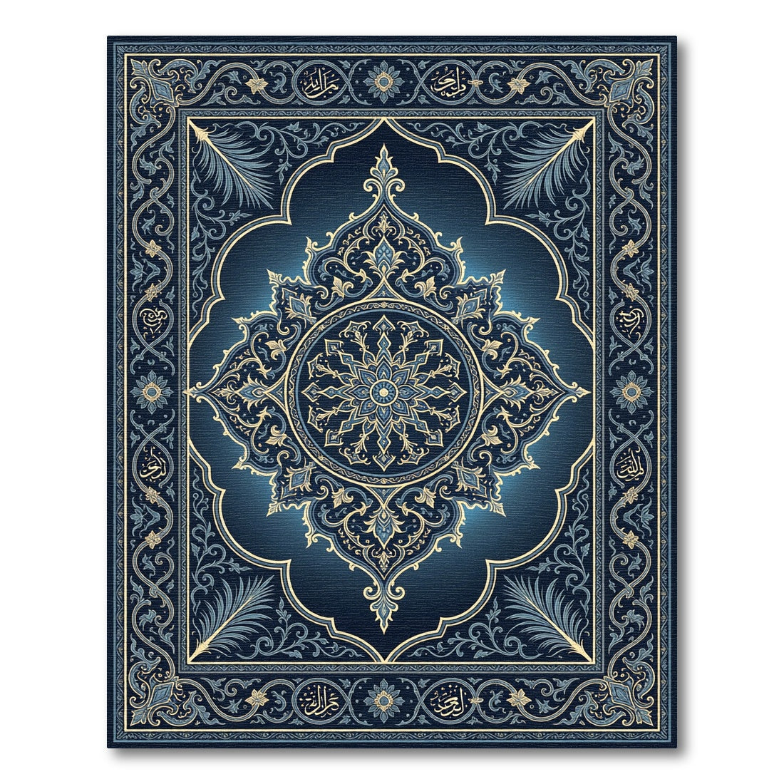 Ornate Midnight Blue Floral Mandala Rug