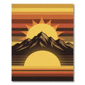 Retro Golden Sun Mountain Horizon Rug