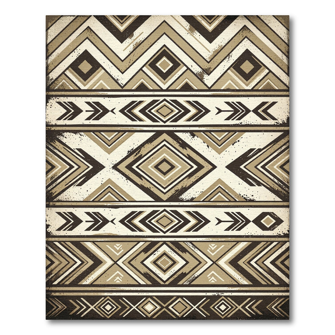 Earthy Tones Geometric Chevron Diamond Rug