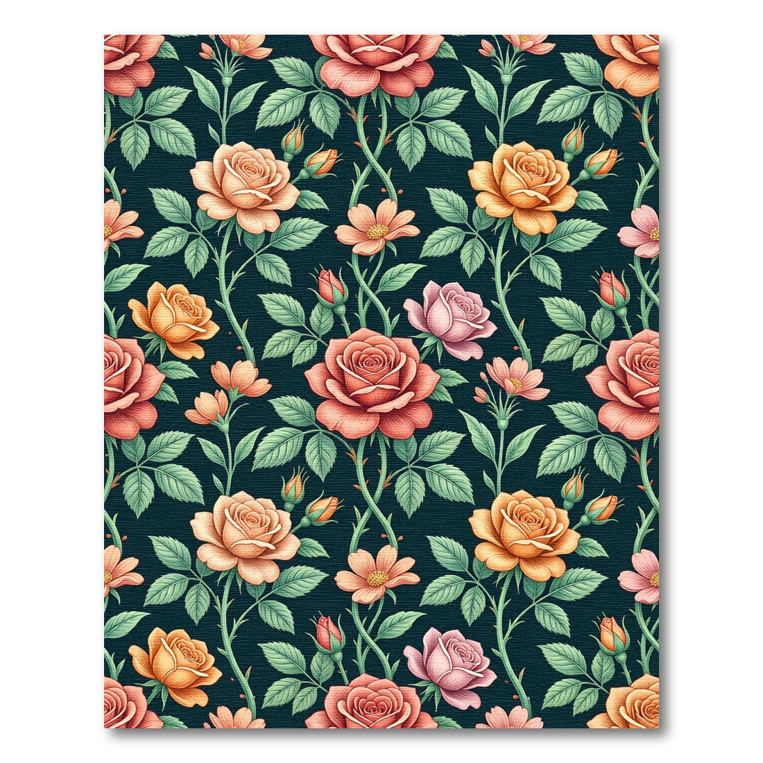 Vintage Vibrant Rose Garden Botanical Rug