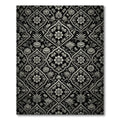Ornate Black Floral Lattice Relief Rug