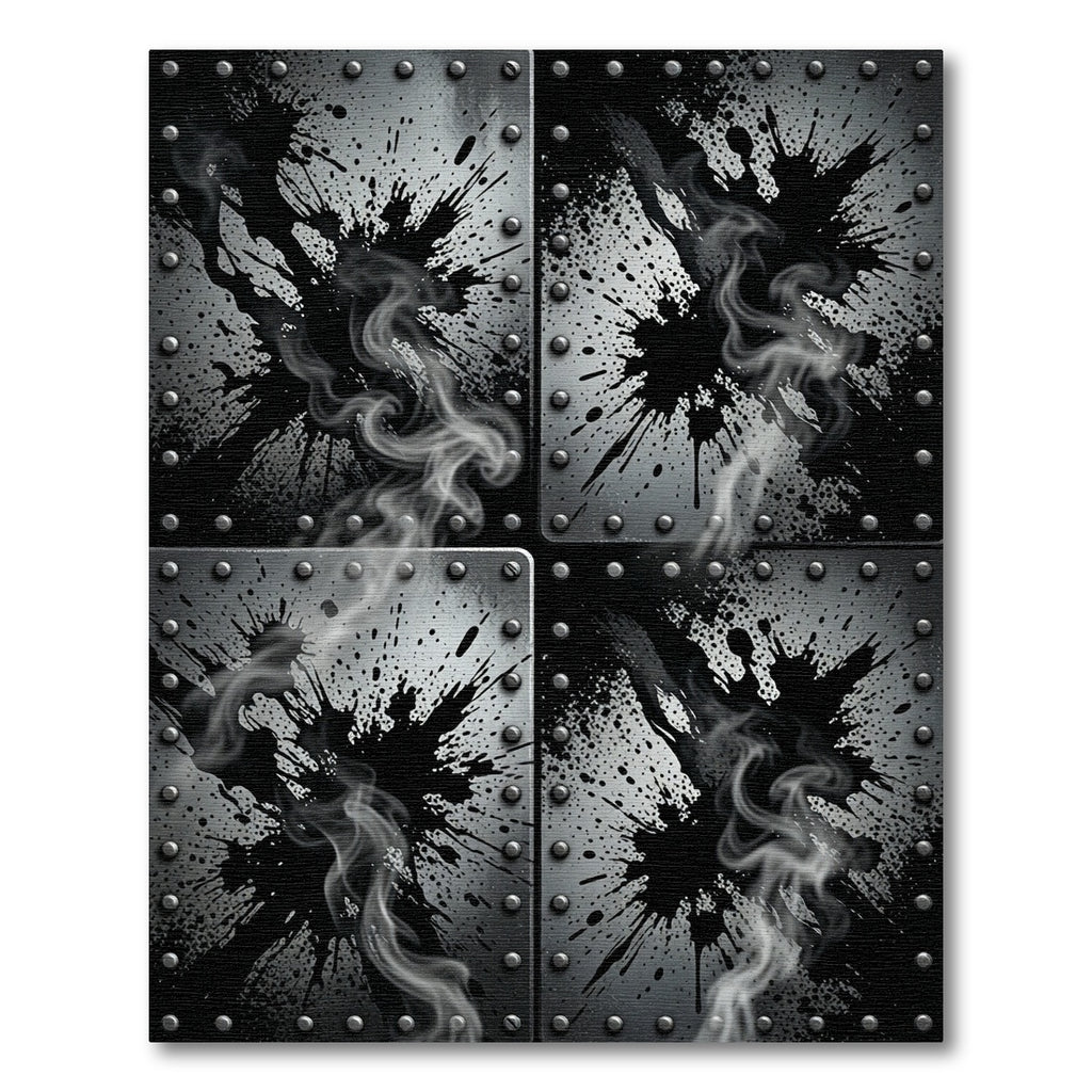 Gritty Metal Splatter Smoke Rug