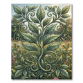 Symmetrical Sage Leaf Scroll Garden Art Rug