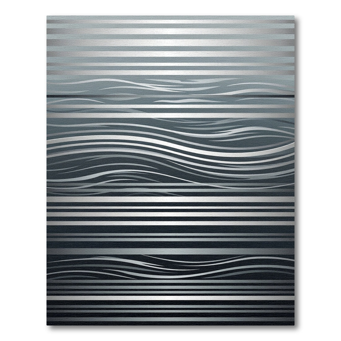 Silver Metallic Wavy Stripe Composition Rug