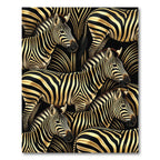 Black Gold Zebra Herd All Over Rug