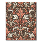 Coral White Leaf Scroll Work Rug