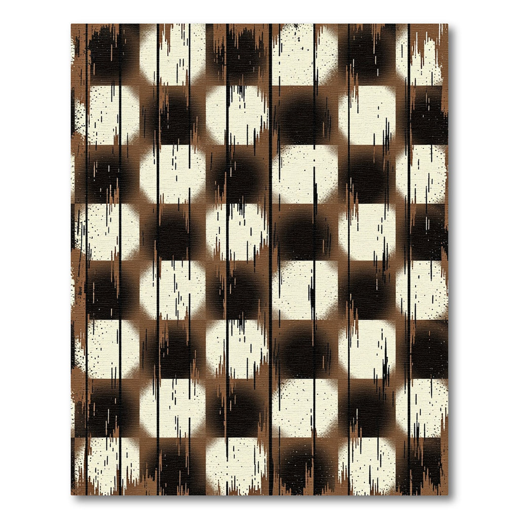 Distressed Earthy Brown Checkerboard Plank Rug