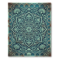 Elegant Teal Floral Medallion Flourish Rug