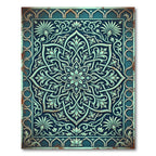 Elegant Teal Floral Medallion Flourish Rug