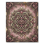 Vintage Dusty Rose Ornate Scroll Medallion Rug