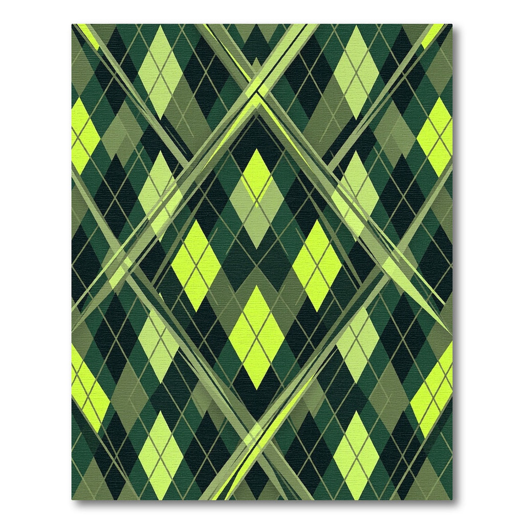 Electric Lime Argyle Geometric Grid Rug