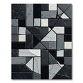Monochrome Geometric Abstract Stone Mosaic Rug
