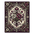 Rich Plum Victorian Floral Garland Rug