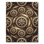 Vintage Compass Rose Golden Swirl Rug